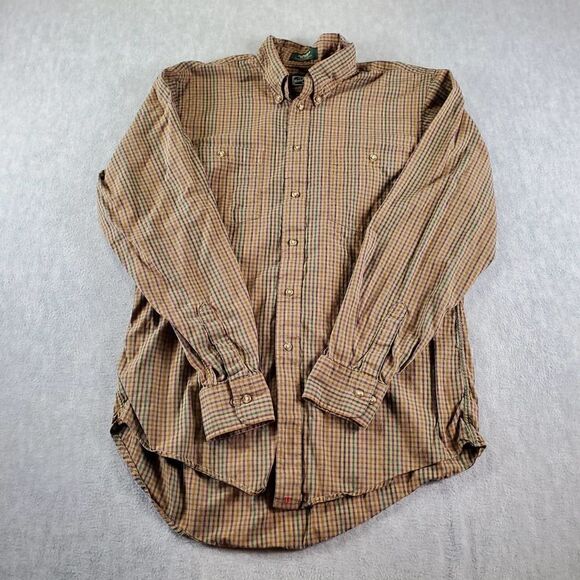 Vtg Hathaway Shirt Mens 16 34/35 Brown Plaid Country Check Button Up - Picture 1 of 8